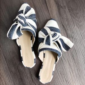 Striped Bow Slip On Mule